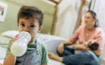 Kid drinking milk