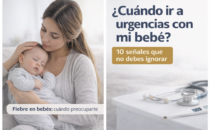 cuándo ir a urgencias con mi bebé: mamá preocupada revisando a su bebé